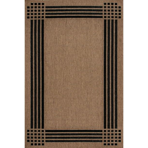 nuLOOM Gigi Striped Border Indoor/Outdoor Area Rug, 5' x 8', Brown | Walmart (US)