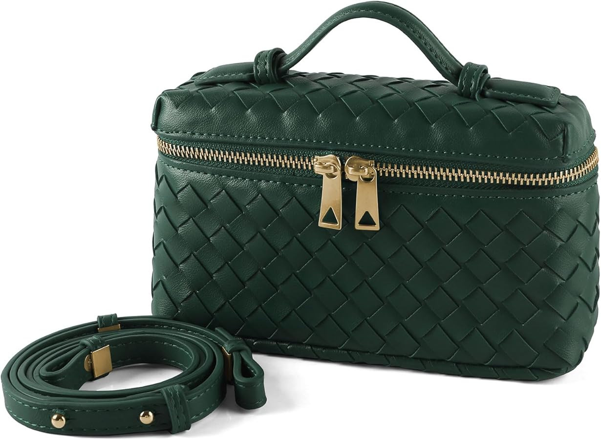 Woven Shoulder Bags for Women, Crossbody Bag Cute Satchels Clutch Purses Top-Handle Tote Handbag | Amazon (US)