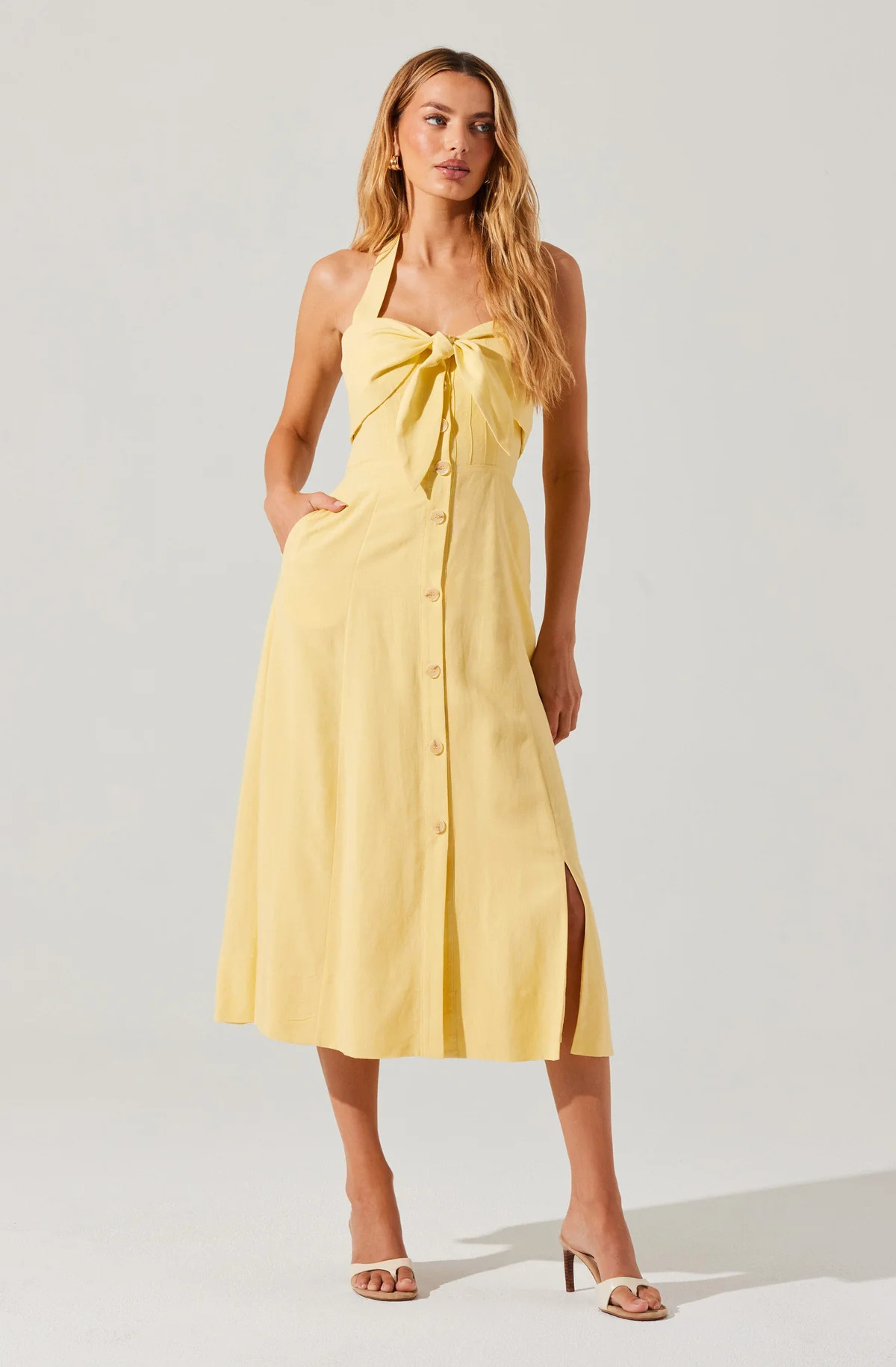 Katherine Linen-Blend Halter Dress | ASTR The Label (US)