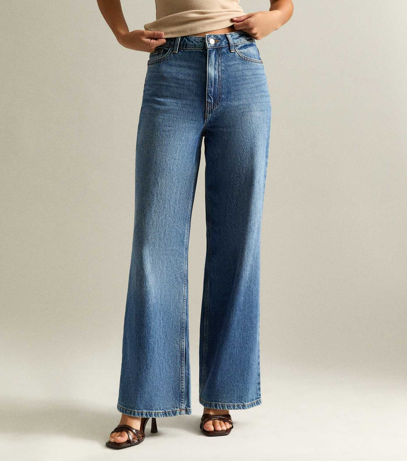 Blue Adalae High Waisted Wide Leg Jeans | New Look | New Look (UK)