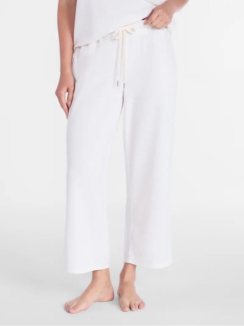 Joyspun Women's French Terry Knit Sleep Capri Pants, 25\u201d Inseam, Sizes XS-3X | Walmart (US)