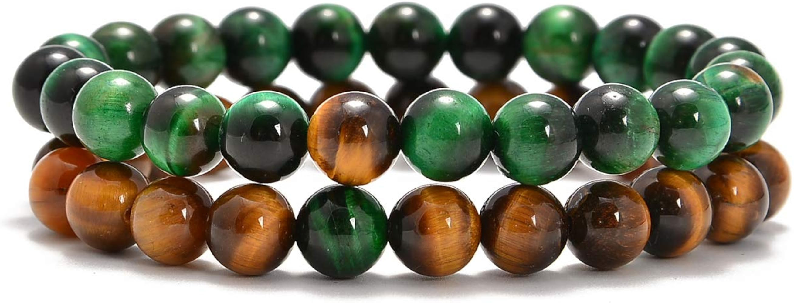 AD Beads 2Pcs His & Hers Distance Beads Bracelets Elastic Natural Stone Yoga Bracelet | Amazon (US)