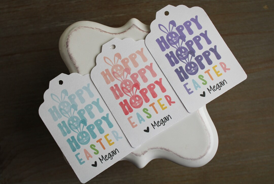 Hoppy Easter • Easter Party Favor Bag Tags • Happy Easter • Retro Easter • Easter Gift Ta... | Etsy (US)