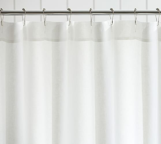 Belgian Flax Linen Hemstitch Shower Curtain | Pottery Barn (US)