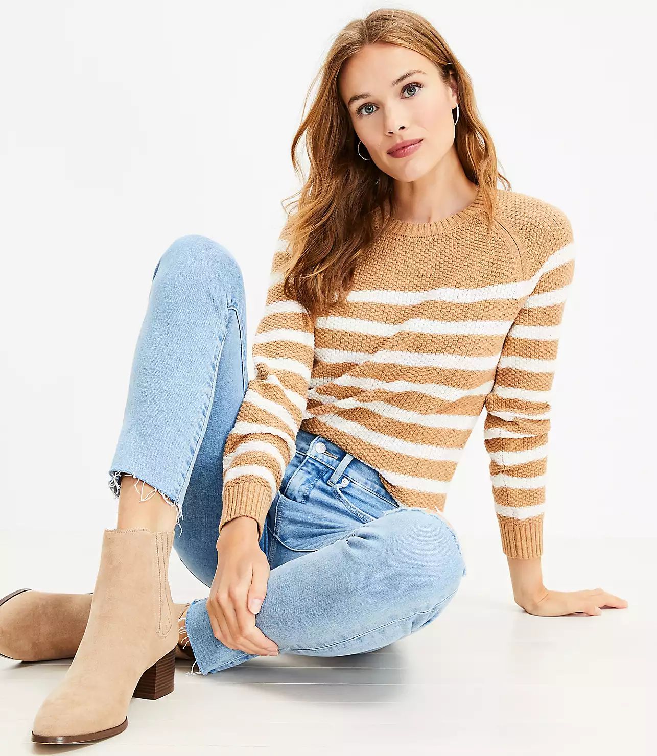 Striped Stitchy Sweater | LOFT