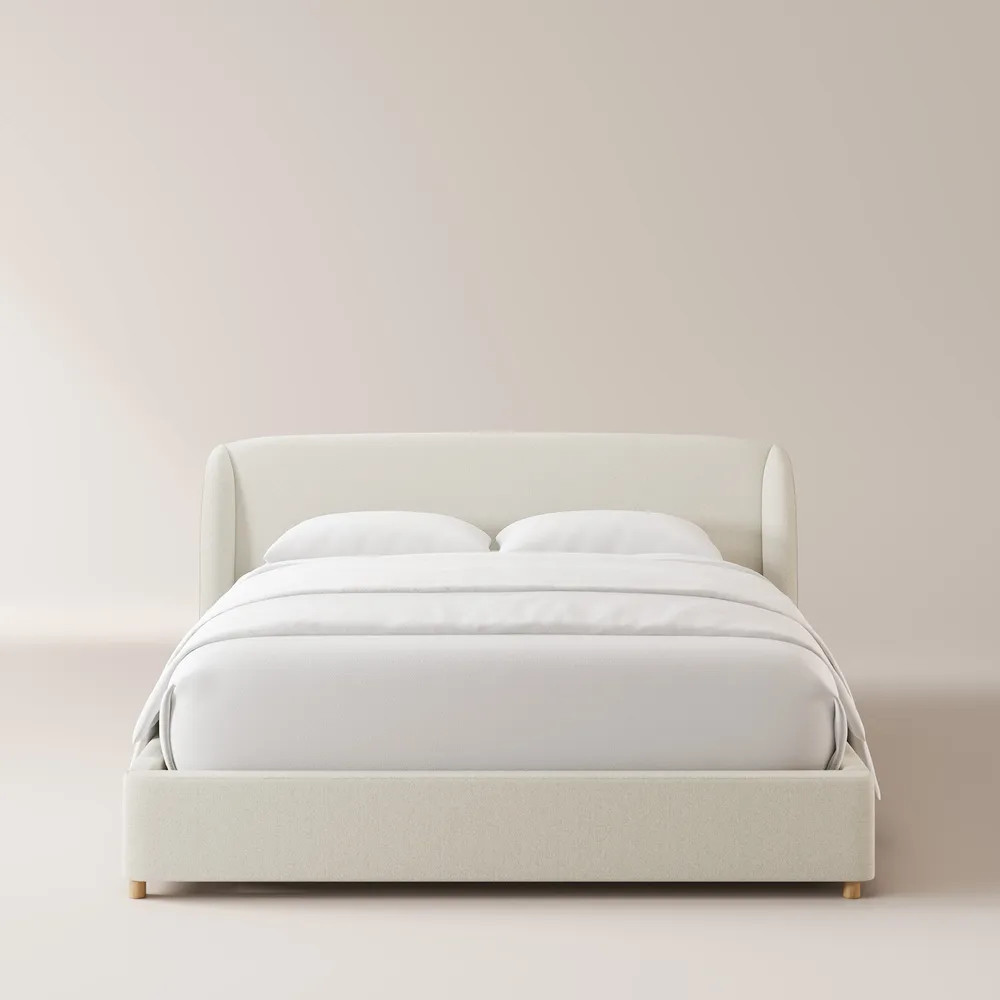 NEW ARRIVALLana Queen Size Curved Shelter Bouclé Bed | Hernest