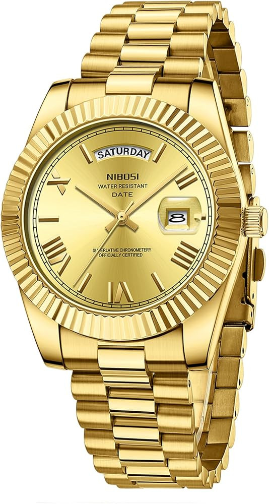 NIBOSI Men Watches Analog Quartz Stainless Steel Rose Gold Silver Watches for Men Waterproof Busi... | Amazon (US)