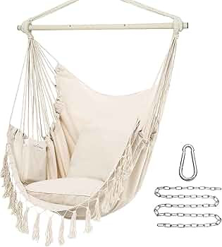 Y- STOP Hammock Chair Hanging Rope Swing, Max 500 Lbs, 2 Cushions Included, Large Macrame Hanging... | Amazon (US)