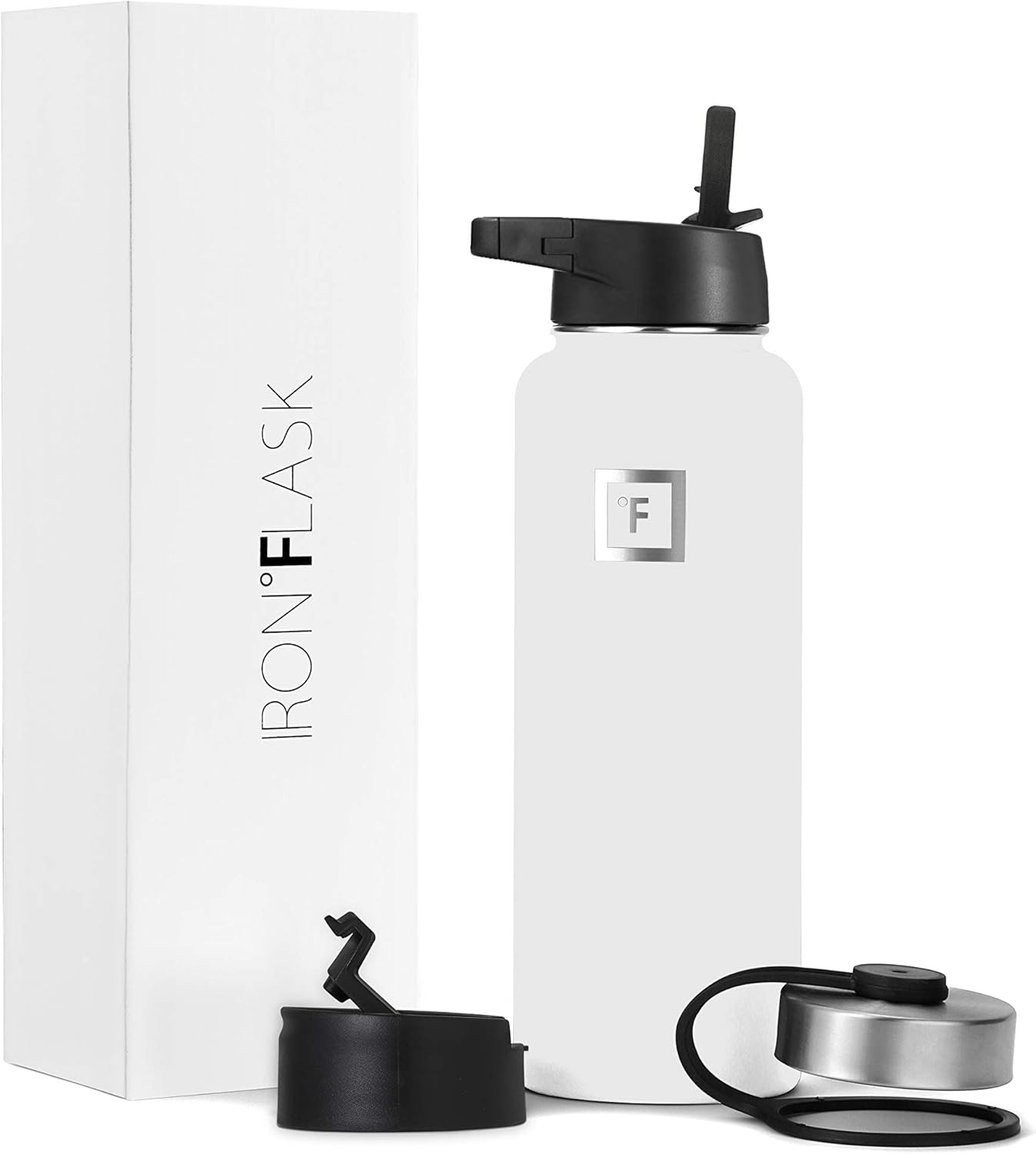 Iron Flask Sports Water Bottle - 14oz,18oz,22oz,32oz,40oz,64oz,3 Lids (Straw Lid),Vacuum Insulate... | Amazon (US)