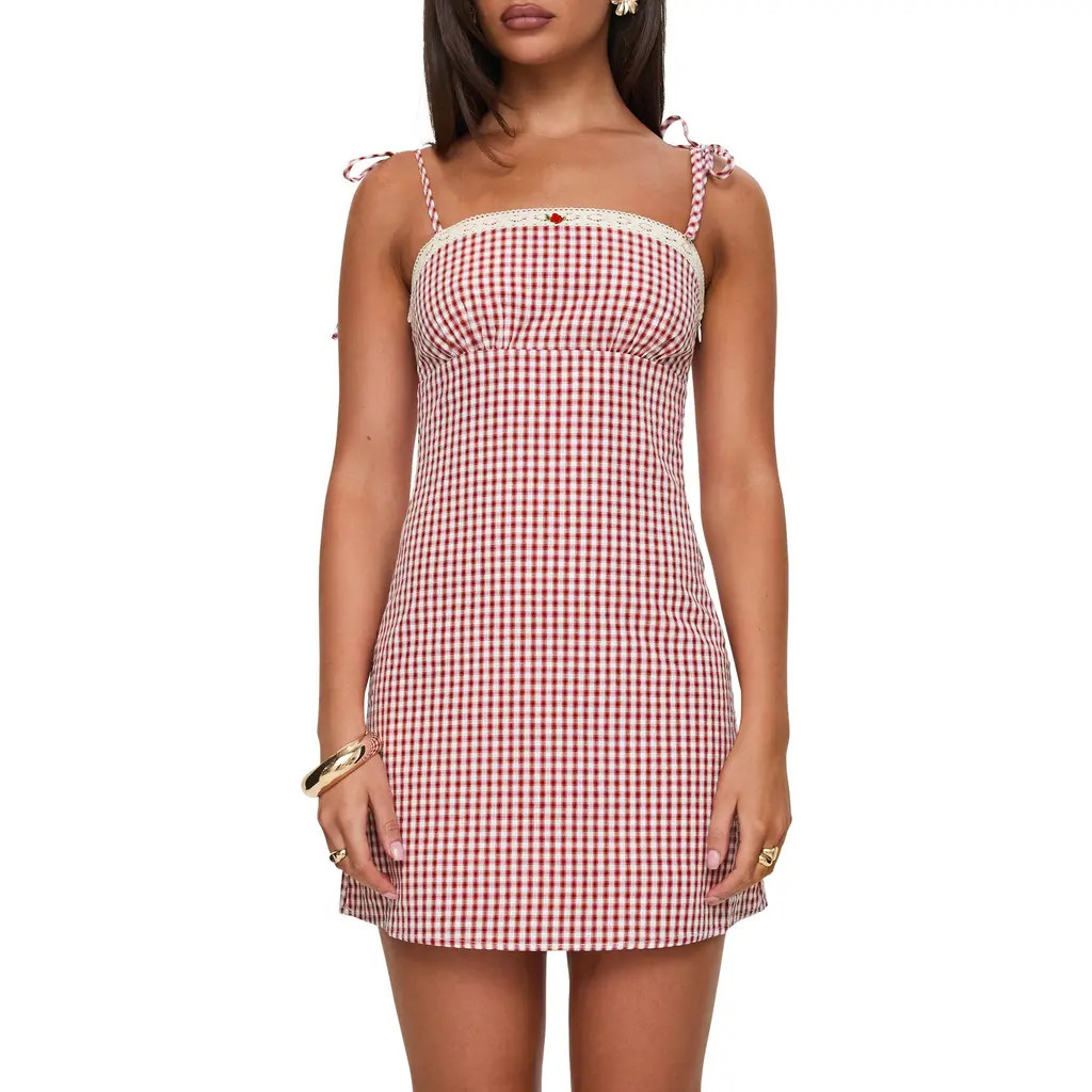 Princess Polly Burkes Gingham Minidress in Red at Nordstrom, Size 0 | Nordstrom