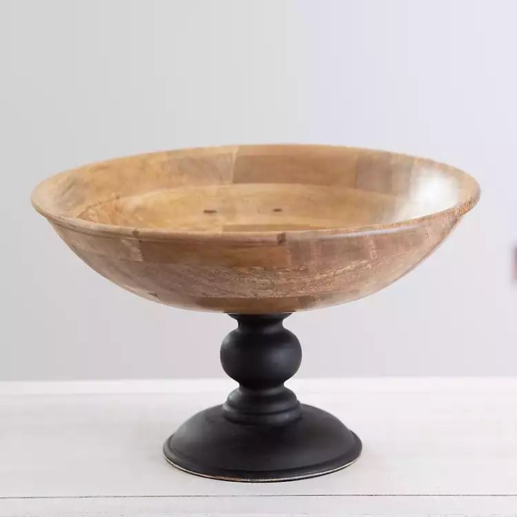 Two-Tone Wooden Pedestal Decorative Bowl | Kirkland's Home