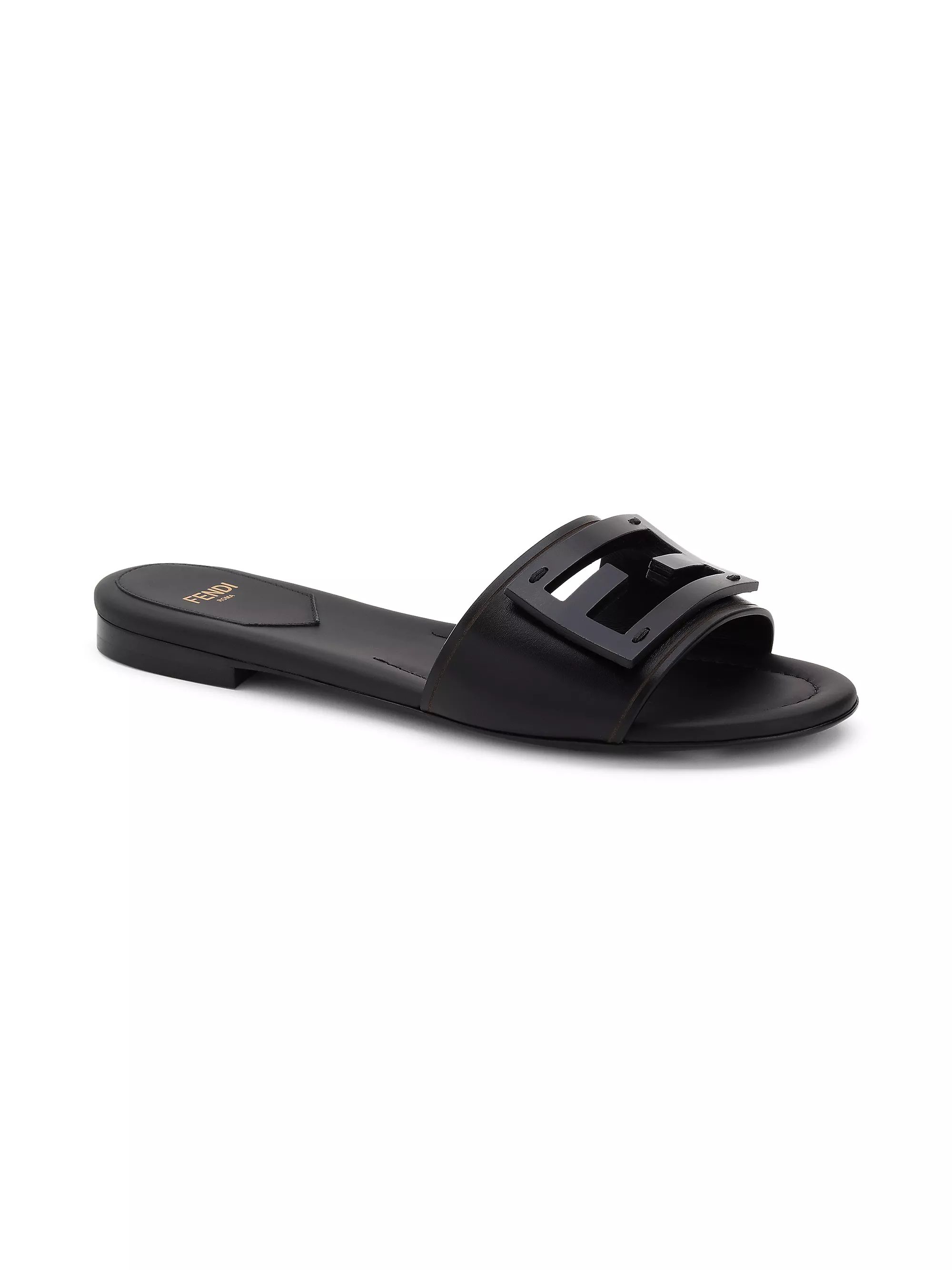 Logo Leather Slide Sandals | Saks Fifth Avenue