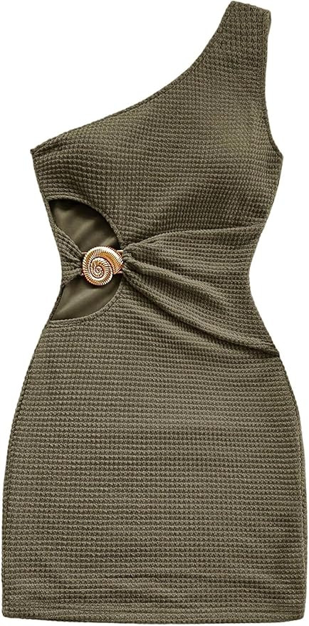 GORGLITTER Women's Crochet One Shoulder Sundresses Boho Cut Out Bodycon Mini Dress Sleeveless Sum... | Amazon (US)