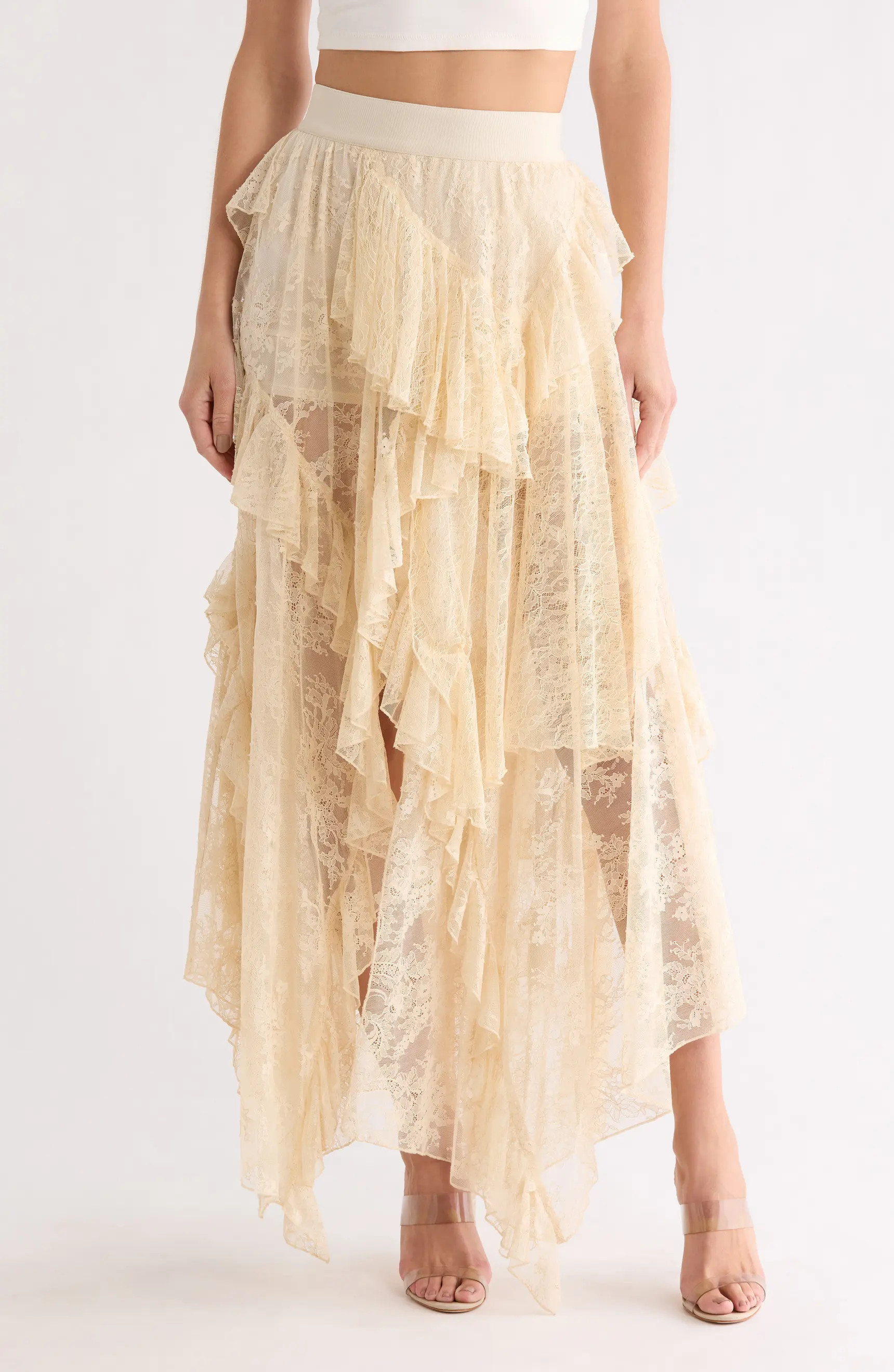 Karys Mixed Media Asymmetric Maxi Skirt | Nordstrom Rack