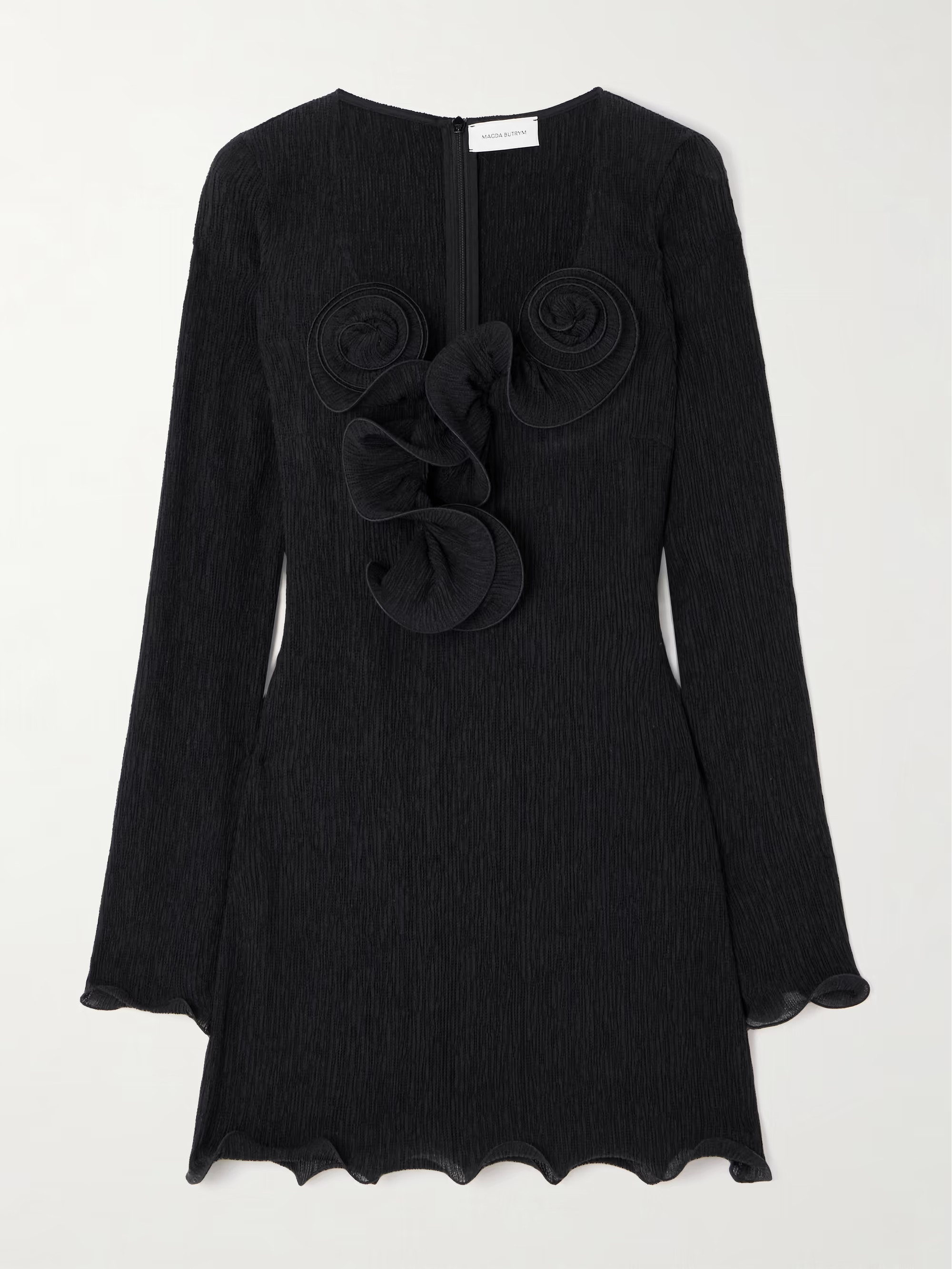 Appliquéd ruffled ribbed Lyocell-blend mini dress | NET-A-PORTER (US)