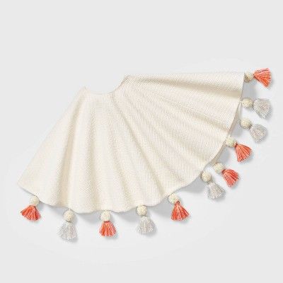 48in Woven Christmas Tree Skirt with Multicolor Tassels Cream - Wondershop™ | Target