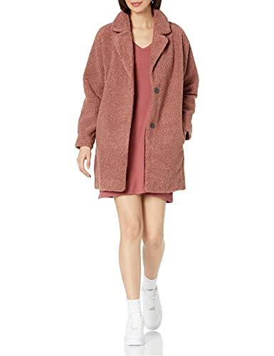 Amazon Essentials Women's Teddy Bear Fleece Oversized-Fit Lapel Jacket, Dusty Rose, Medium | Amazon (US)