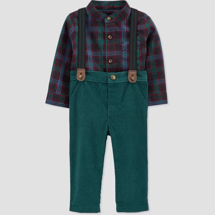 Carter's Just One You® Baby Boys' Plaid Top & Bottom Set - Green | Target