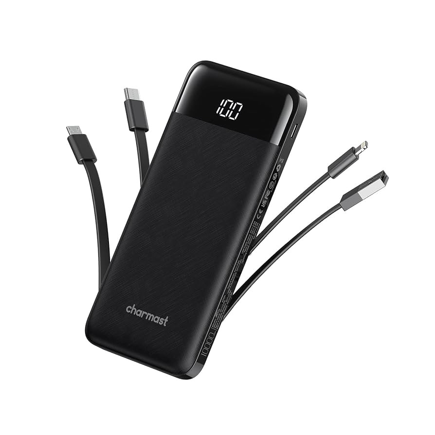 Portable Charger with Built in Cables, Portable Charger with Cords Wires Slim 10000mAh Travel Ess... | Amazon (US)