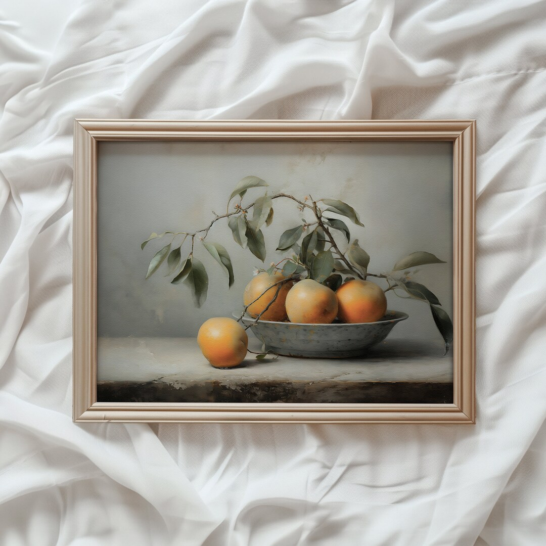 Kitchen Still Life Painting Vintage Farmhouse PRINTABLE Art Oil Painting Print Oranges Print Rust... | Etsy (US)