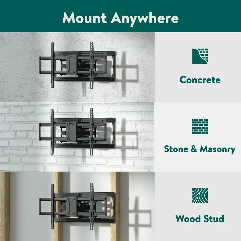 onn. Full Motion TV Wall Mount for 50" to 86" TVs, up to 15° Tilting | Walmart (US)