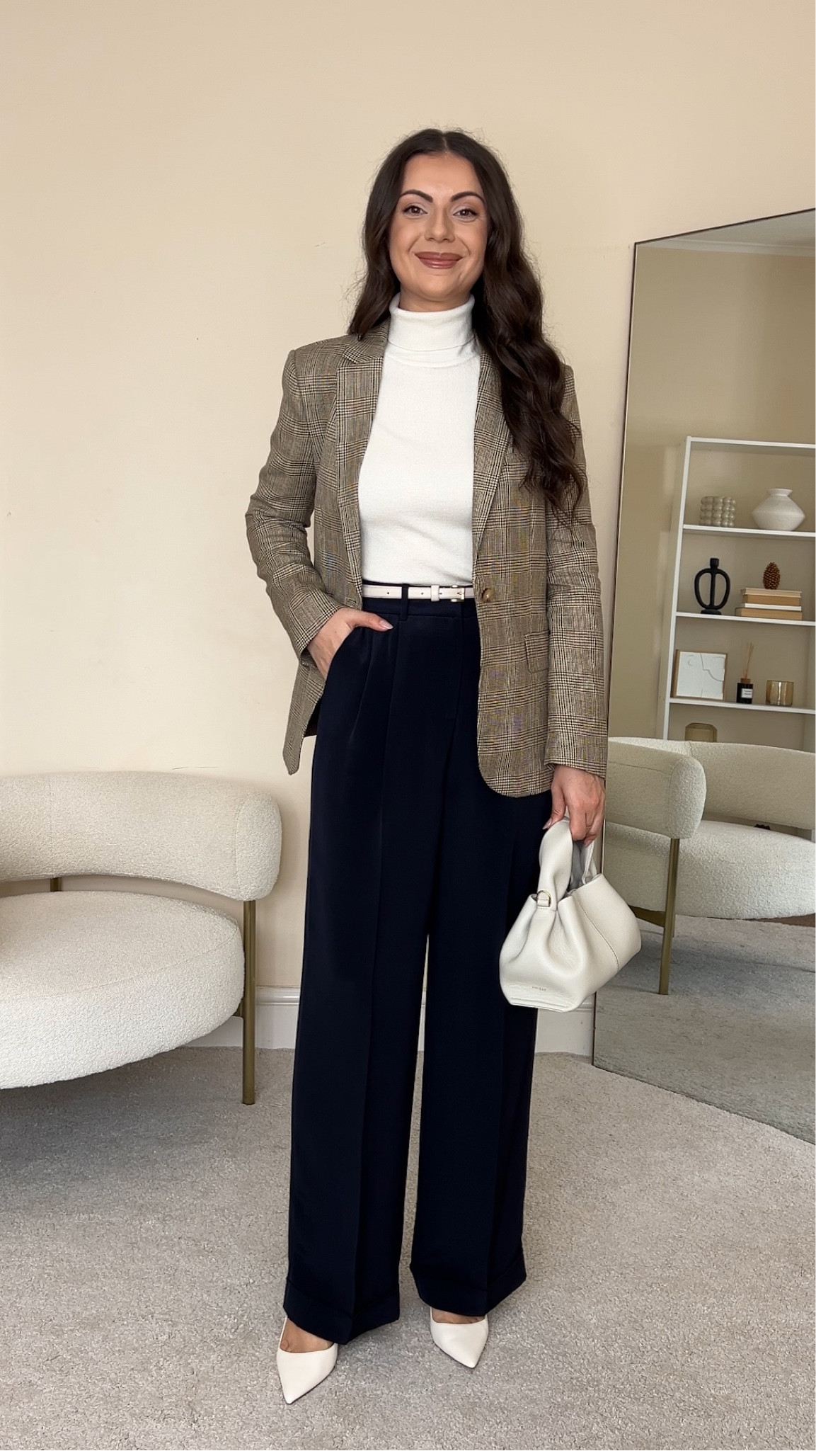 Styling navy trousers for autumn/winter, workwear outfit. Roll neck, trousers and blazer are LILY SILK. Wearing size S for roll neck. Wearing size UK8 for blazer. Wearing size UK10 for trousers. Bag is Polene. Shoes are old Mango. For your LILYSILK purchase you can use code Larisa20 and save for 20% off site wide, and code Larisa25 for 25% off orders over £/€/$ 480.

#LTKuk #LTKstyletip #LTKeurope