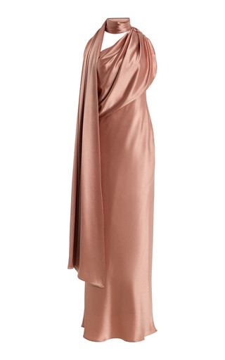 Scarf-Neck Satin Midi Dress | Moda Operandi (Global)