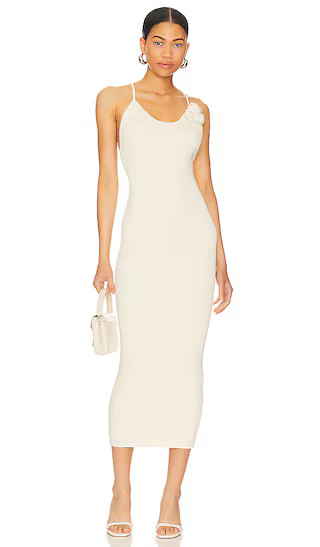 Dara Rosette Midi Dress in Cream | Revolve Clothing (Global)