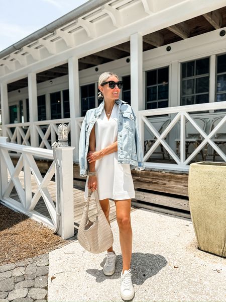 A cute outfit idea for spring and summer! This dress is so comfortable too! Wearing XS! Use my code BRITTANYXSPANX for 10% off the dress! 

Loverly Grey, summer outfit idea, summer dress, denim jacket 

#LTKSeasonal #LTKStyleTip