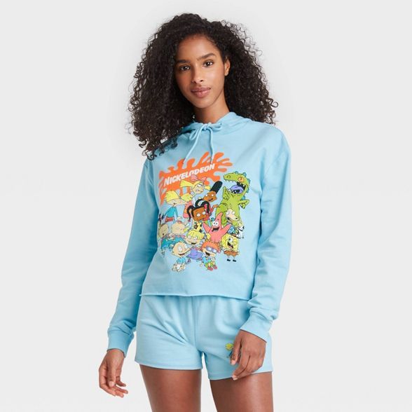 Women's Nickelodeon Friends Hooded Graphic Sweatshirt - Blue | Target