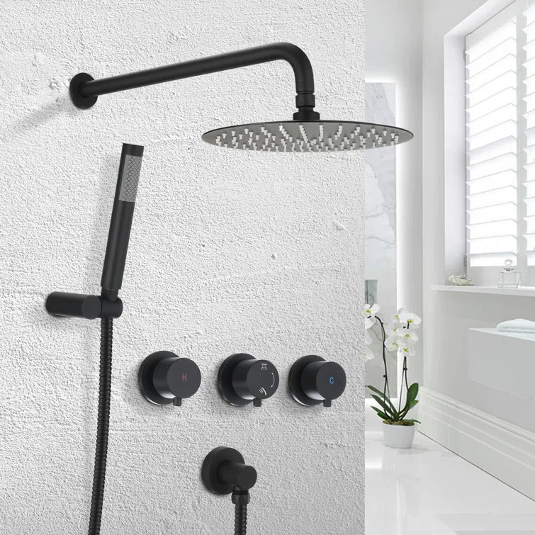 AE749-10MB Combo Set Wall Mounted Rainfall Shower Head System | Wayfair North America
