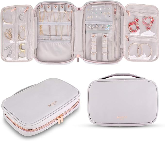 MODUS BAGS Travel Jewelry Organizer, Large Capacity Case for Tangle-Free Earrings, Necklaces, Rin... | Amazon (US)