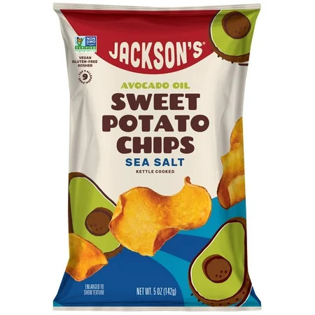Jackson's Sweet Potato Kettle Chips with Sea Salt, Avocado Oil, Free of Top 9 Allergens, 5 oz | Walmart (US)