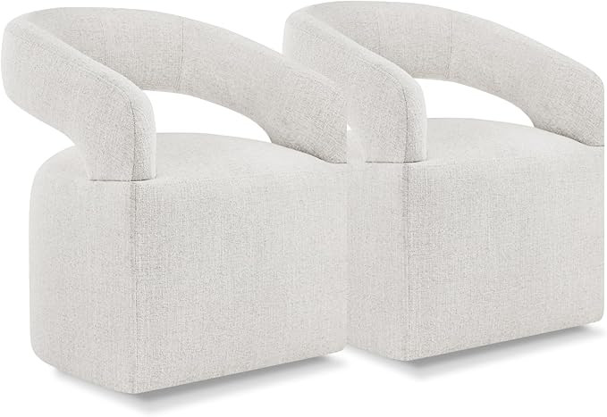 Upholstered Dining Chairs with Casters Easy Assembly Require Modern Barrel Armchair with Rollers ... | Amazon (US)