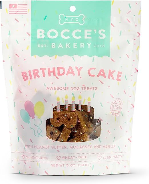 Bocce's Bakery Birthday Cake Biscuits Bag Dog Treat, 5 Oz | Amazon (US)