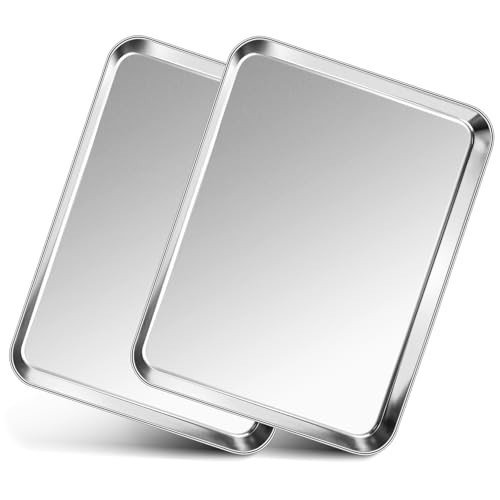 P&P CHEF 12.5 Inch Baking Cookie Sheet, Oven Pan Tray Stainless Steel Sheet Pan for Kitchen, Oven Bakeware for Multi Uses, Shiny Look & Dishwasher Safe, Healthy & Heavy Duty, 2Pcs | Amazon (US)