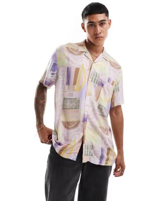 ASOS DESIGN relaxed revere shirt in vintage abstract print | ASOS (Global)