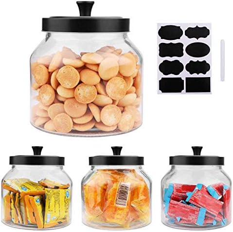 Glass Jars With Sealed Lids,Clear Glass Food Storage container with Black Brushed Metal lids,55 OZ(S | Amazon (US)