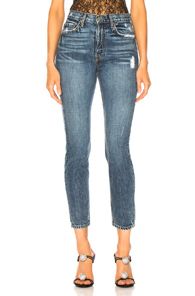 GRLFRND Karolina High Rise Crop in Denim Medium | FWRD 