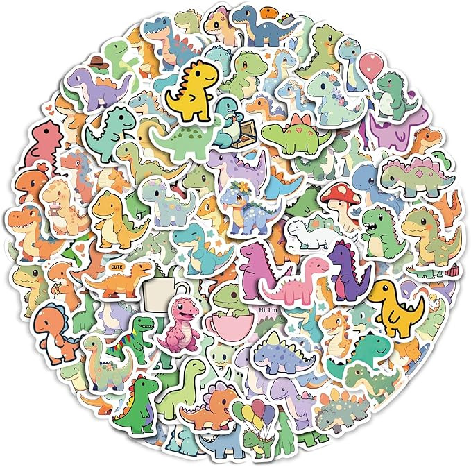 100 Pcs Cute Dinosaur Stickers Pack | Vinyl Stickers for Kids & Toddlers | Dinosaur Party Favors ... | Amazon (US)