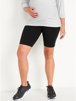 Maternity Rollover-Waist PowerChill Biker Shorts -- 8-inch inseam | Old Navy (US)
