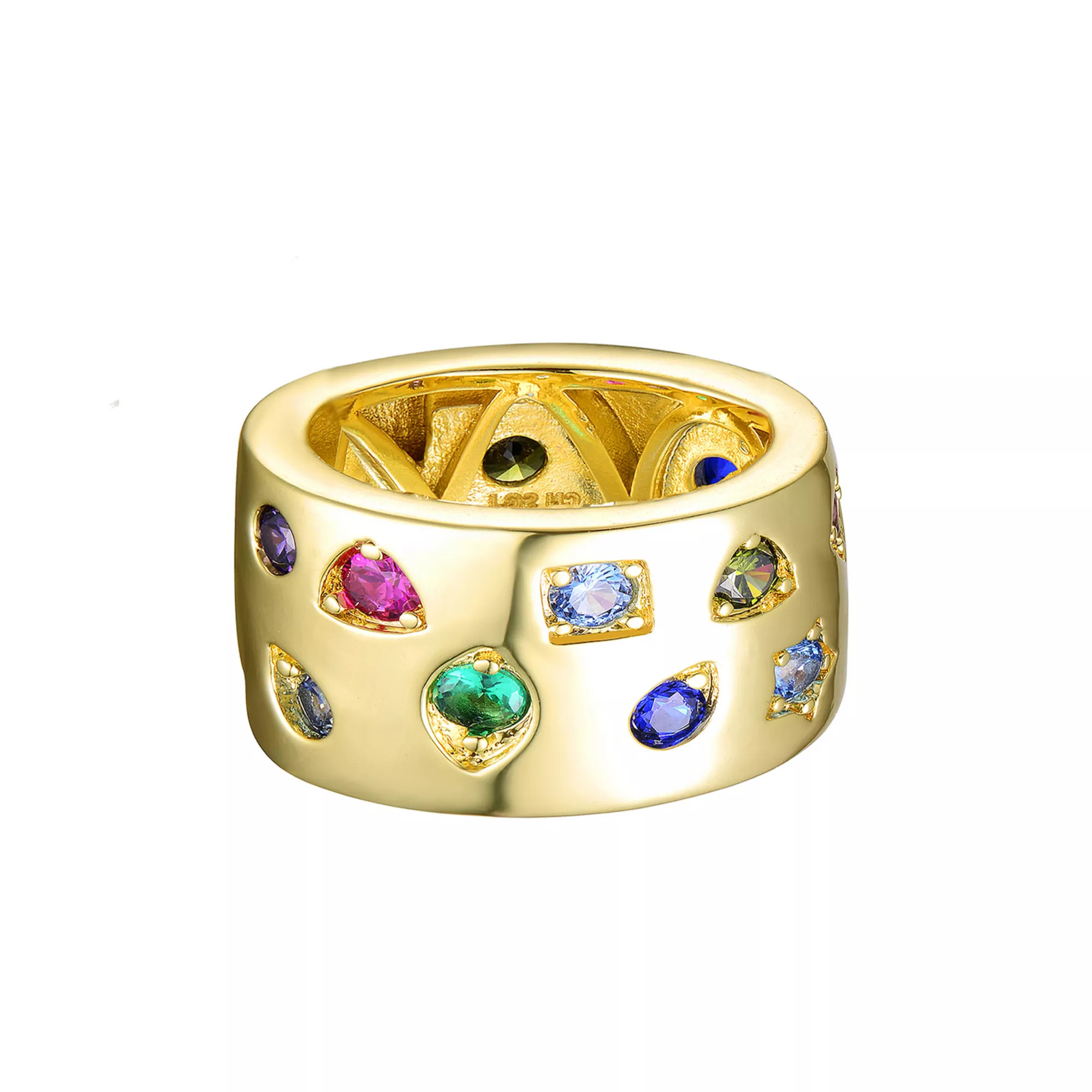 14k Gold Plated Multi-Colored Cubic Zirconia Wide Band Ring | Kohl's