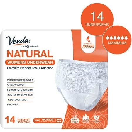 Veeda Natural Premium Incontinence Underwear for Women, for Bladder Leakage Protection, Maximum Abso | Walmart (US)