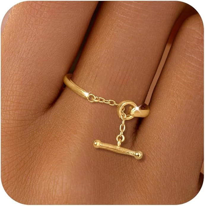 AIBELOPY 925 Sterling Silver Link Chain Rings for Women OT Clasp Knot Ring Open Adjustable Ring M... | Amazon (US)