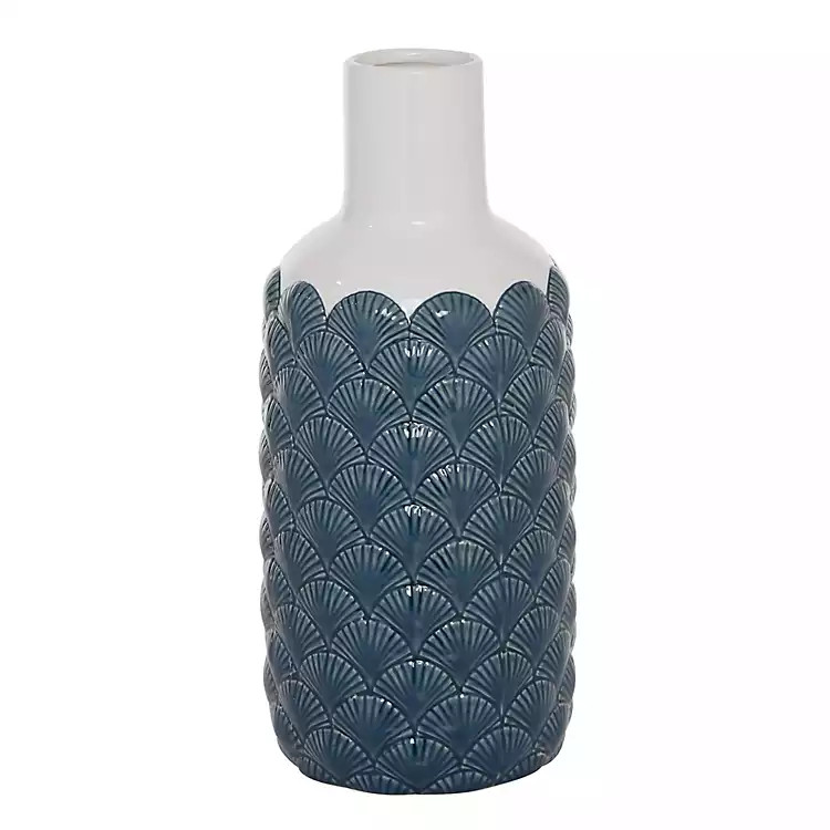 White and Blue Coastal Ceramic Vase, 13 in. | Kirkland's Home