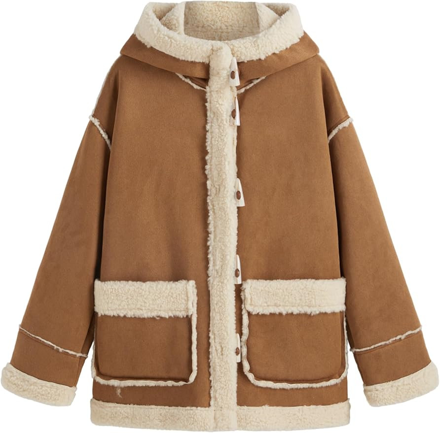 CIDER Faux Shearling Hooded Pocket Duffle Jacket | Amazon (US)