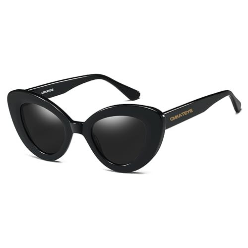 Polarized Black Cat Eye Sunglasses for Women, 2025 Retro Classic Oversized Womens Shades Trendy Cateye Sun glasses | Amazon (US)