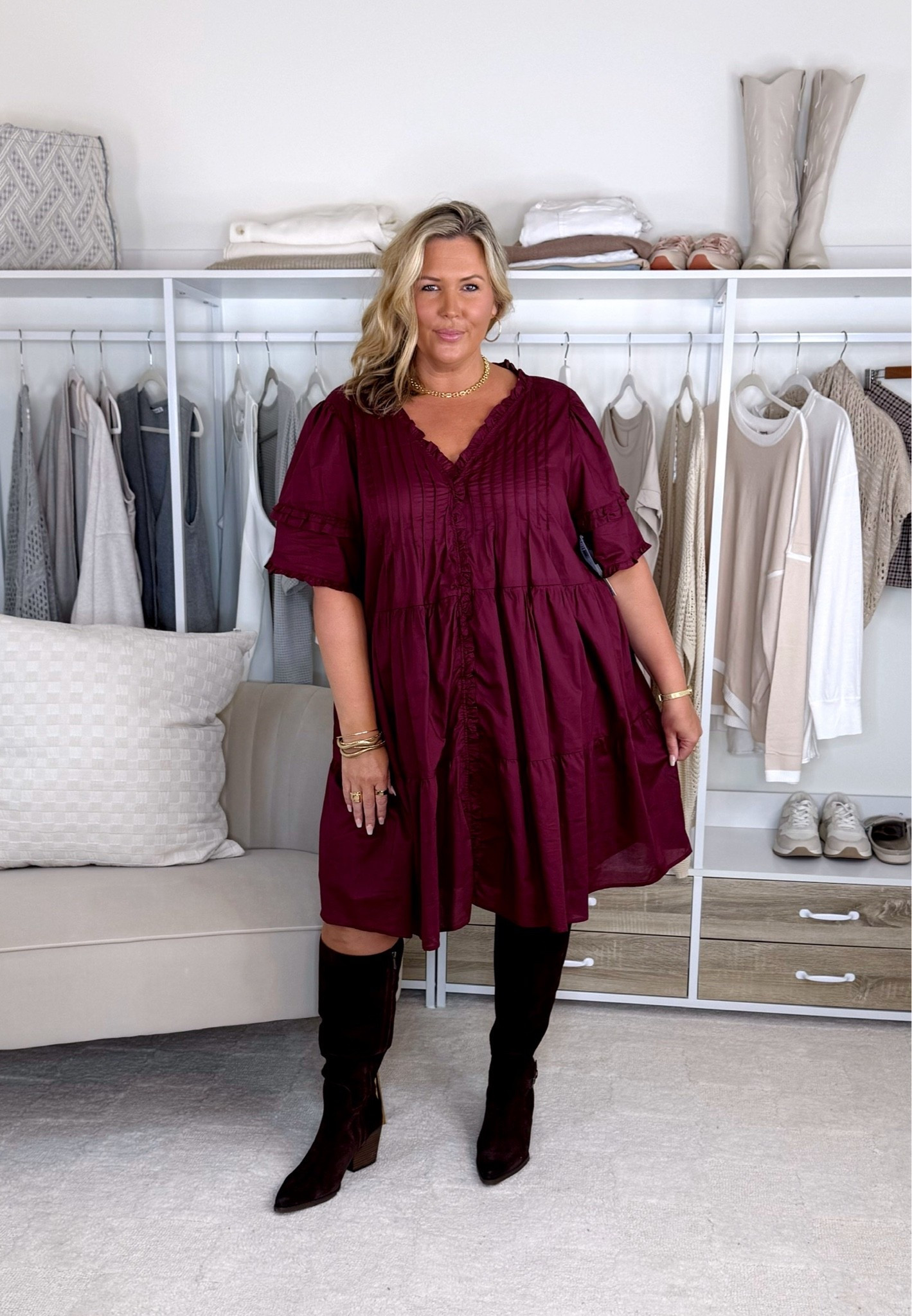 Nordstrom dress haul! Wearing a 2X or 18W in all. Plus size, outfit inspo, fall fashion, apron belly, dresses, mom life
✨black and burgundy vneck dresses run big and could size down to a 1X
✨wide calf boots are about 17.25 inches wide!
✨pink dress runs a little generous

Nordstrom sale plus size midsize work dresses

#LTKPlusSize #LTKMidsize #LTKSaleAlert