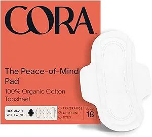 Cora Organic Pads | Ultra Thin Period Pads with Wings | Regular Absorbency | Ultra-Absorbent Sani... | Amazon (US)