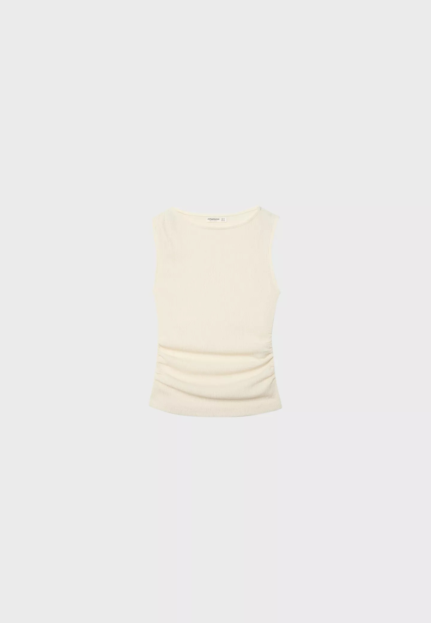 Gathered texture T-shirt - Women's fashion | Stradivarius United Kingdom | Stradivarius (UK)